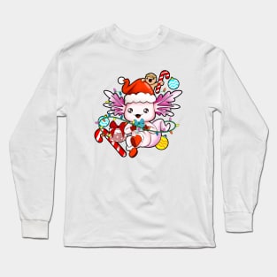 With gingerbread man and hat - Axolotl Christmas Long Sleeve T-Shirt